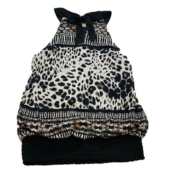 Maurices Womens Sz L Large Sleeveless Blouse Animal Tank Dressy Top Tie in Back - Picture 9 of 14